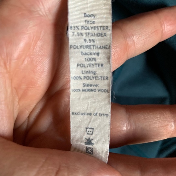 Lululemon Women’s Size 4 Athletica Turquoise Jacket Fall Winter Coat Merino Wool - Picture 13 of 14